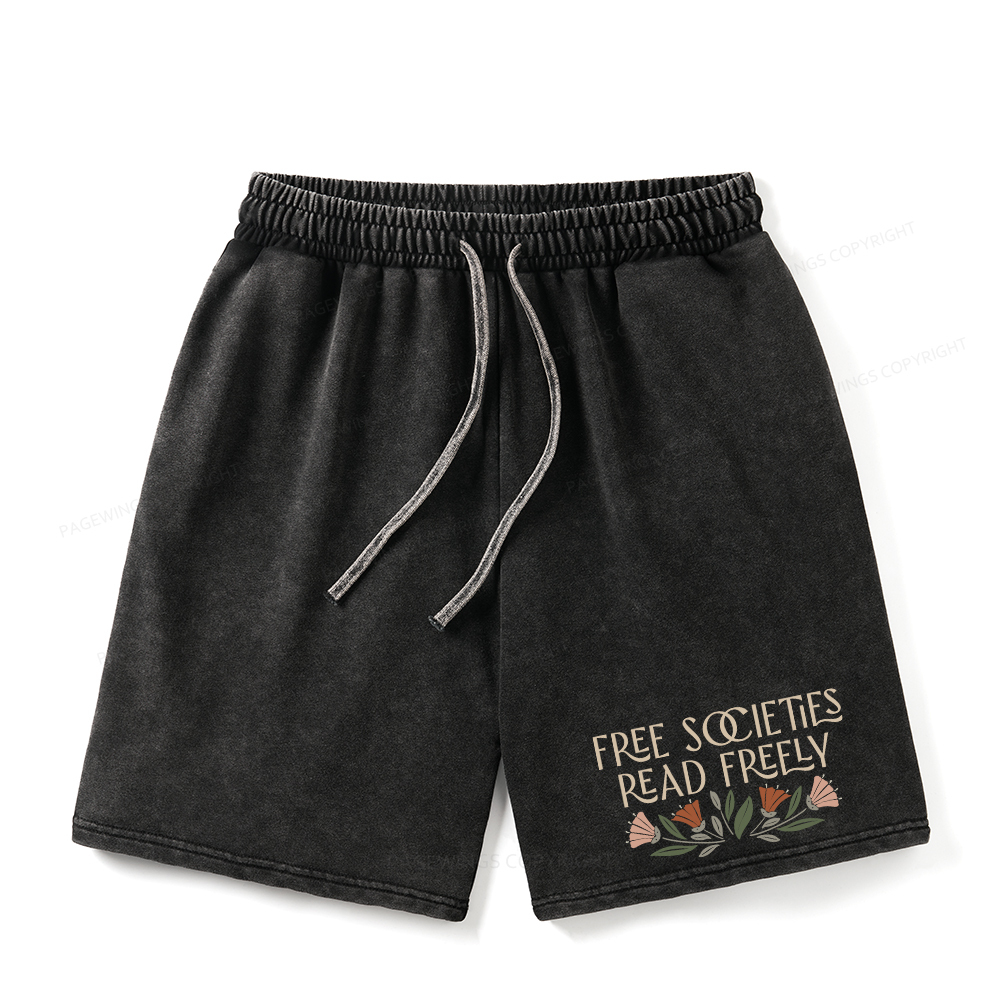 Pagewings Read Freely Unisex Washed Shorts