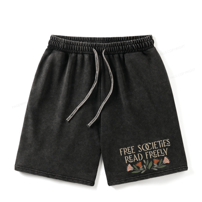 Pagewings Read Freely Unisex Washed Shorts
