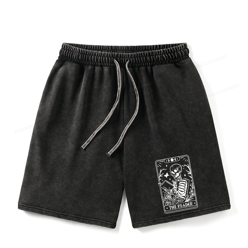 Pagewings Halloween The Reader Tarot Card Unisex Washed Shorts