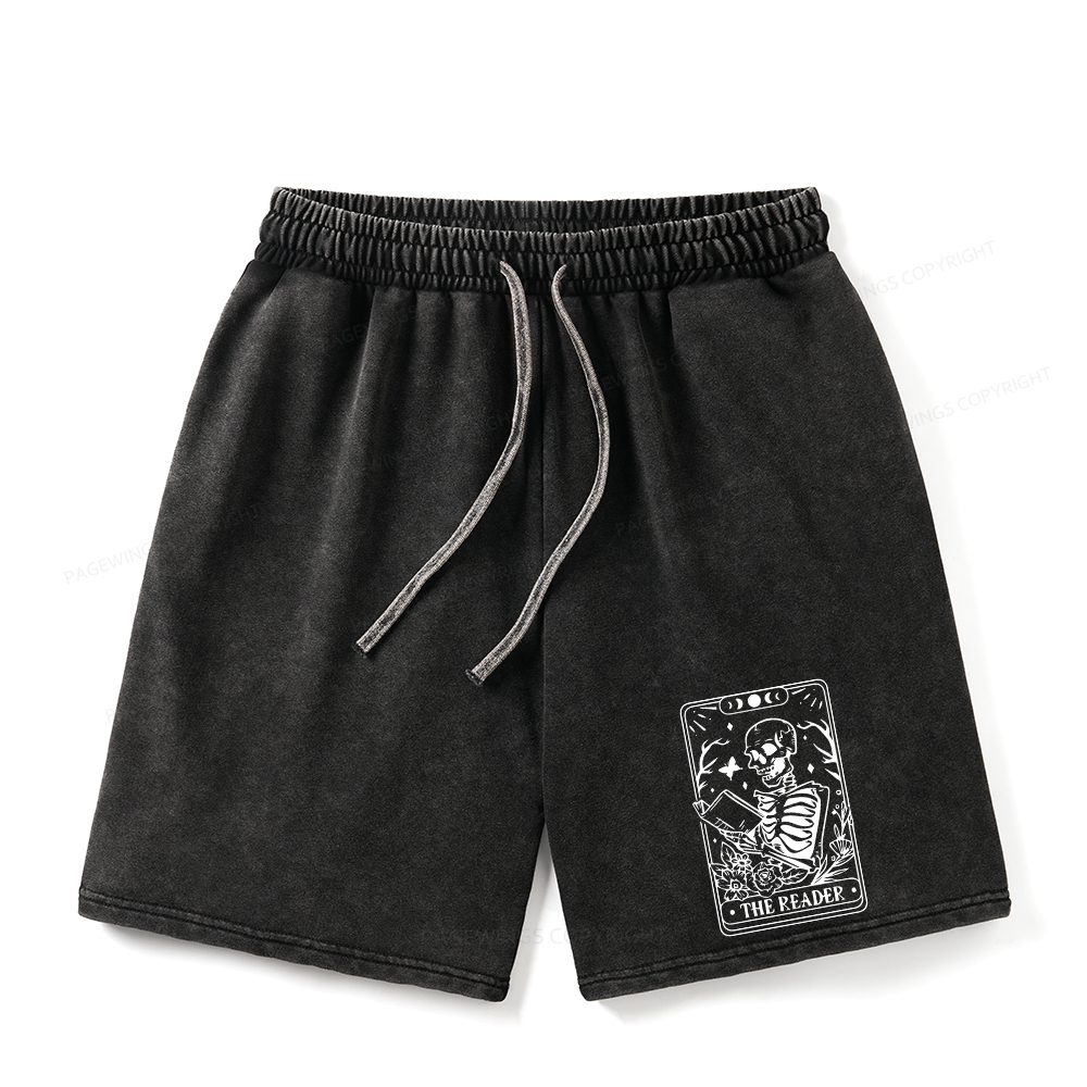 Pagewings Halloween The Reader Tarot Card Unisex Washed Shorts