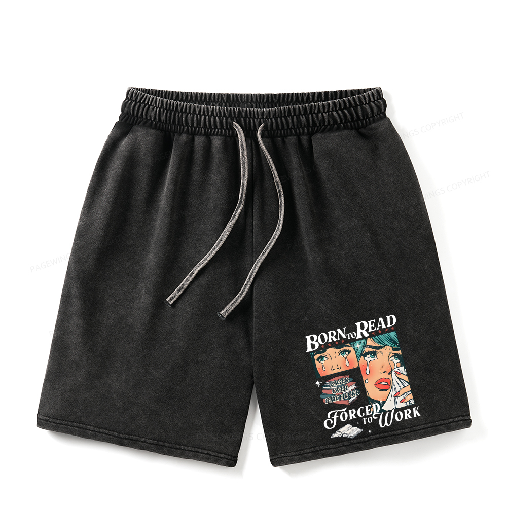 Pagewings Born To Read Bookish Unisex Washed Shorts