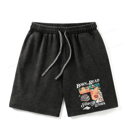Pagewings Born To Read Bookish Unisex Washed Shorts