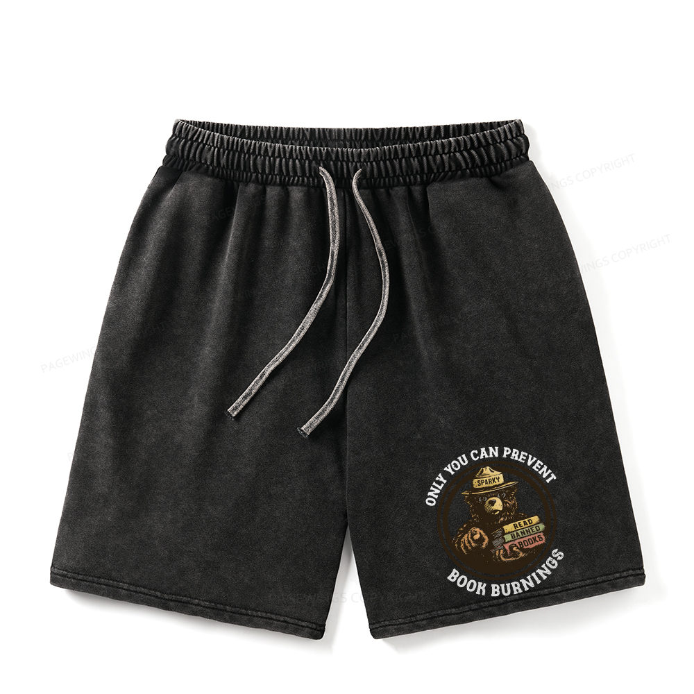 Pagewings Only You Can Prevent Book Burnings Unisex Washed Shorts