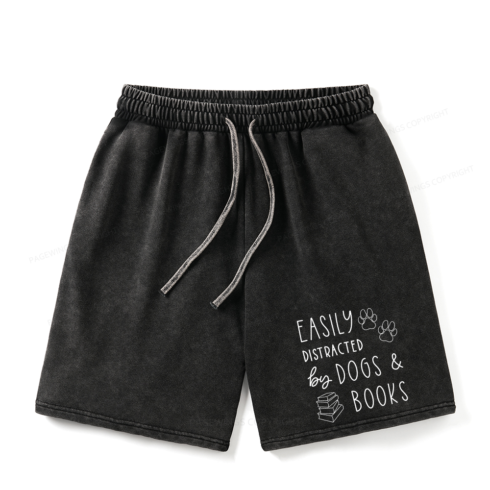 Pagewings Dogs And Books Unisex Washed Shorts