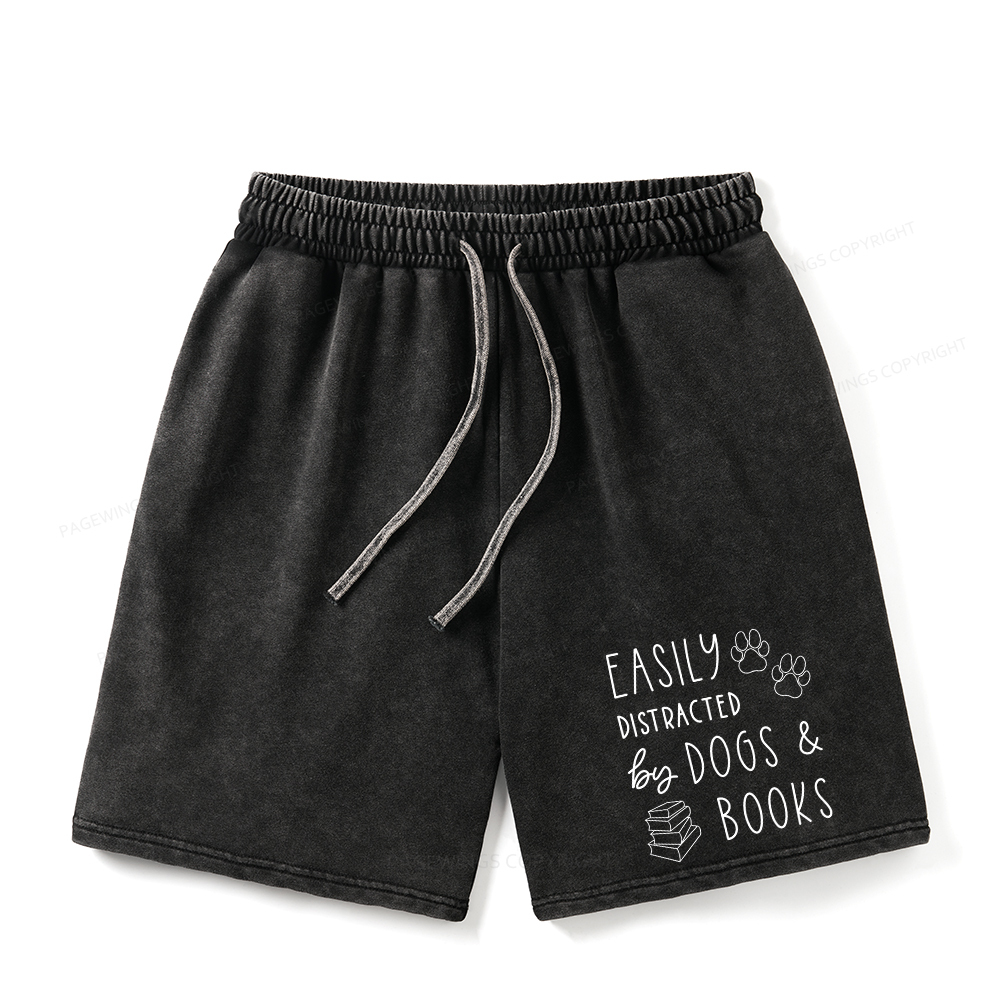 Pagewings Dogs And Books Unisex Washed Shorts