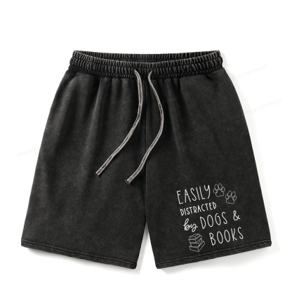 Pagewings Dogs And Books Unisex Washed Shorts