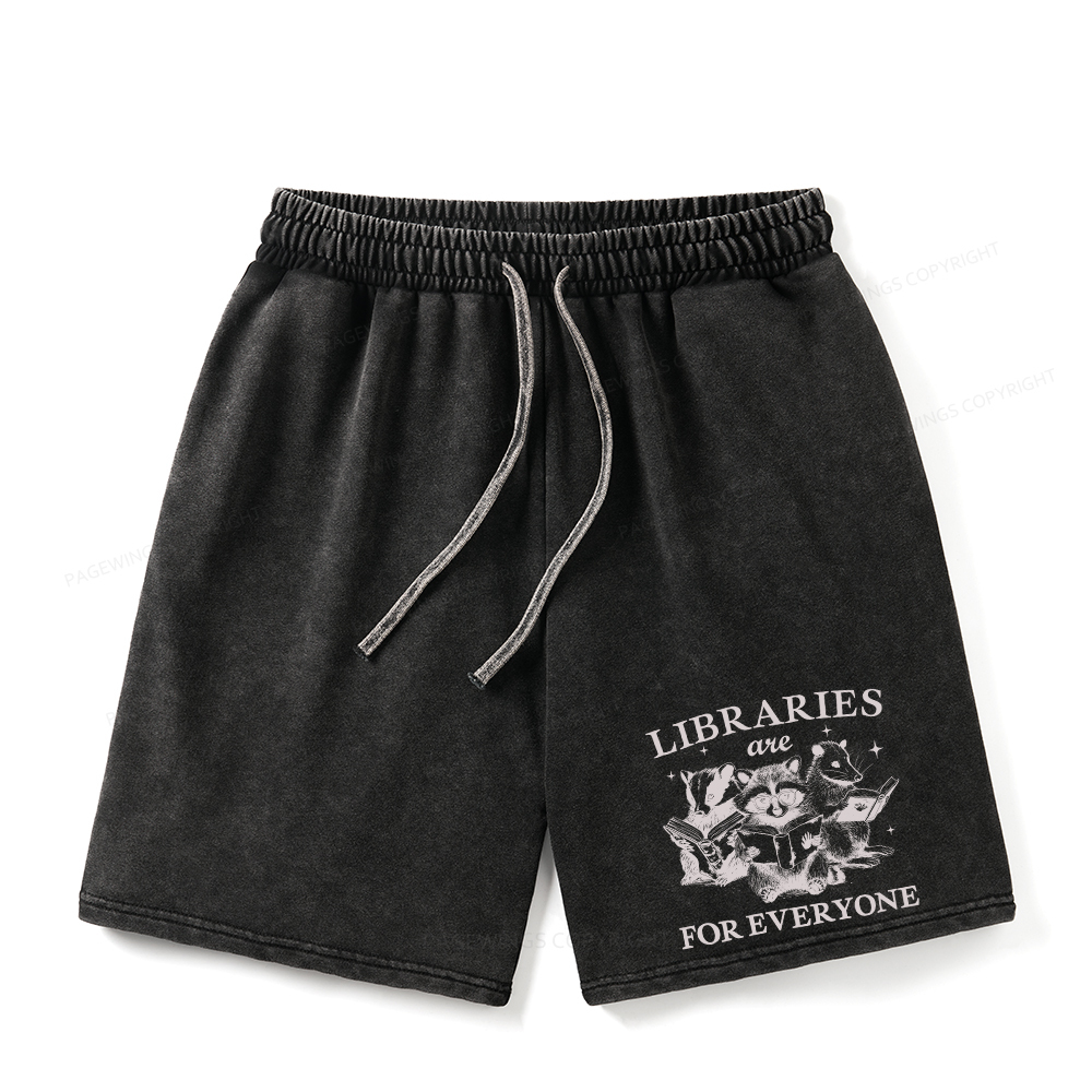 Pagewings Libraries Are For Everyone Unisex Washed Shorts