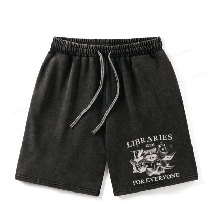 Pagewings Libraries Are For Everyone Unisex Washed Shorts