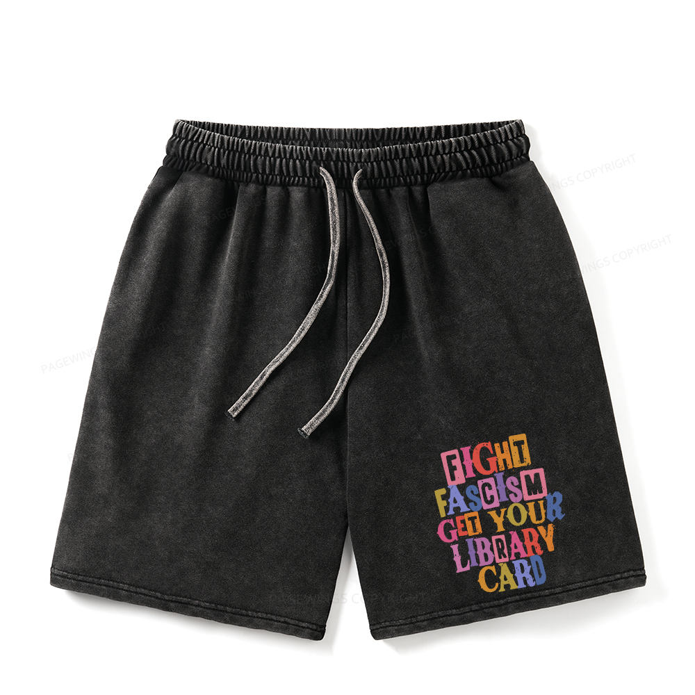 Pagewings Get Your Library Card Unisex Washed Shorts