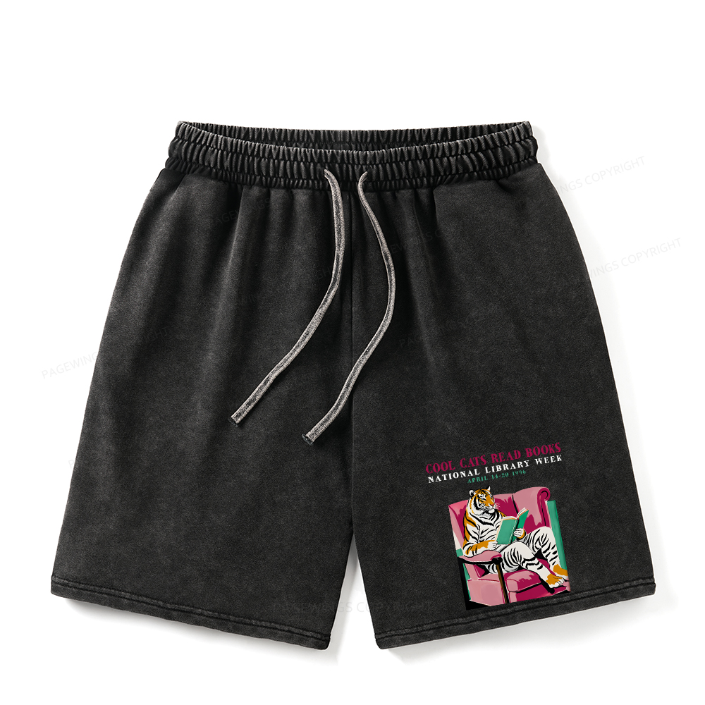 Pagewings Library Week Poster 1996 Unisex Washed Shorts