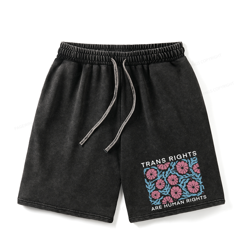 Pagewings Trans Rights Are Human Rights Unisex Washed Shorts