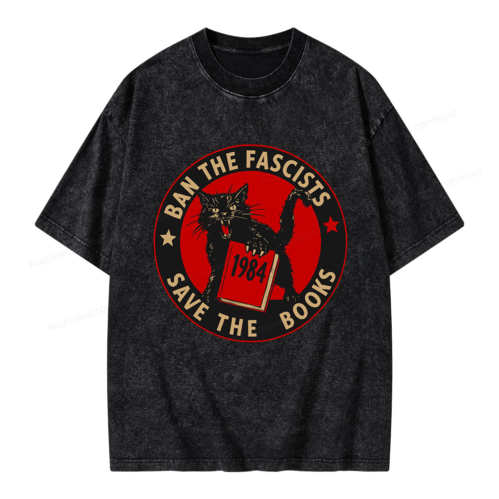 Pagewings Ban The Fascists Save The Books Unisex Washed T-shirt