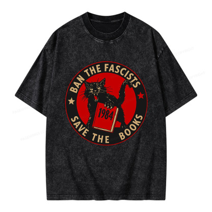 Pagewings Ban The Fascists Save The Books Unisex Washed T-shirt