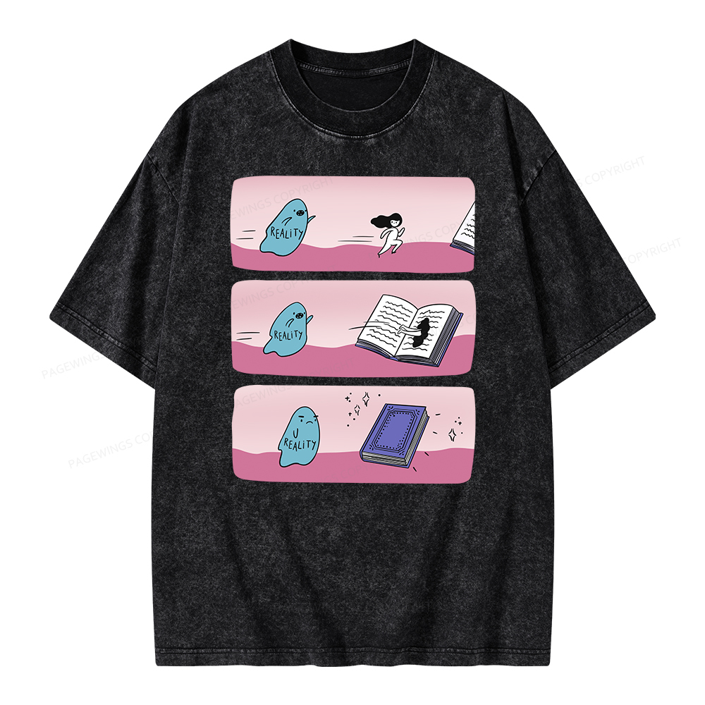 Pagewing Books vs Reality Unisex Washed T-shirt