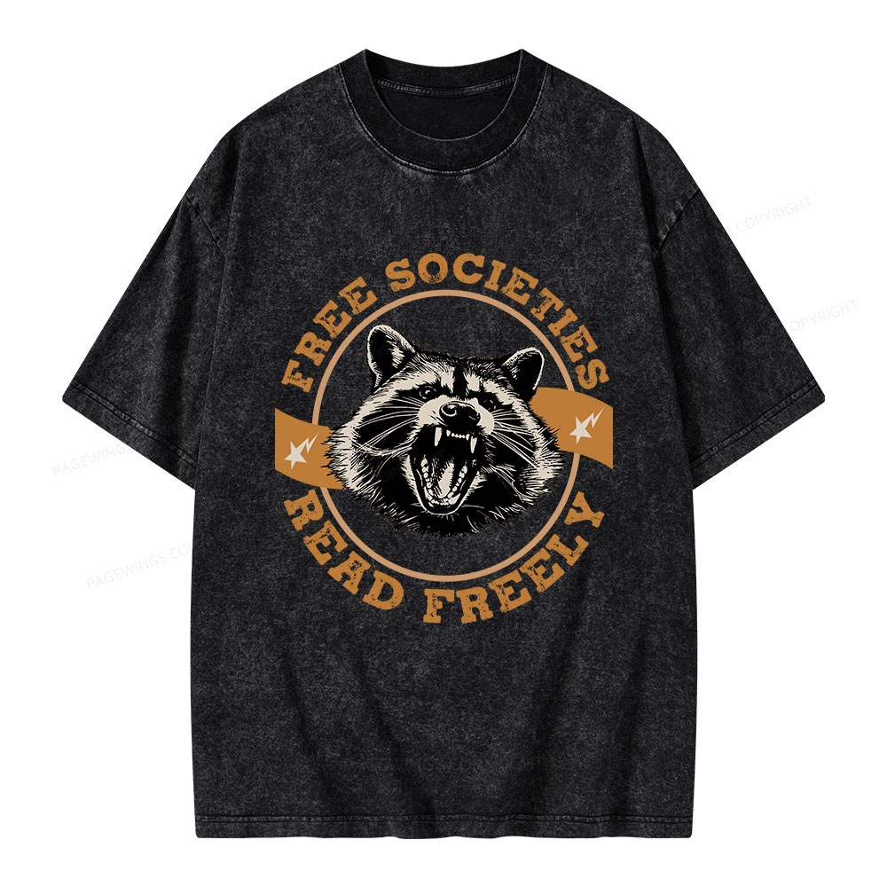 Pagewings Free Societies Read Freely Unisex Washed T-shirt
