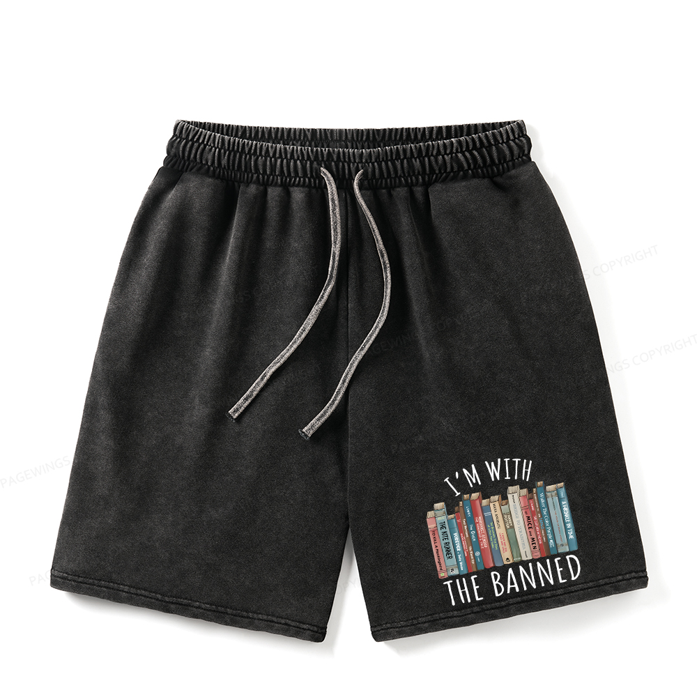 Pagewings I'm With The Banned Unisex Washed Shorts