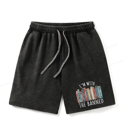 Pagewings I'm With The Banned Unisex Washed Shorts