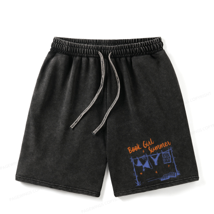 Pagewings Book Girl Summer Bookish Unisex Washed Shorts