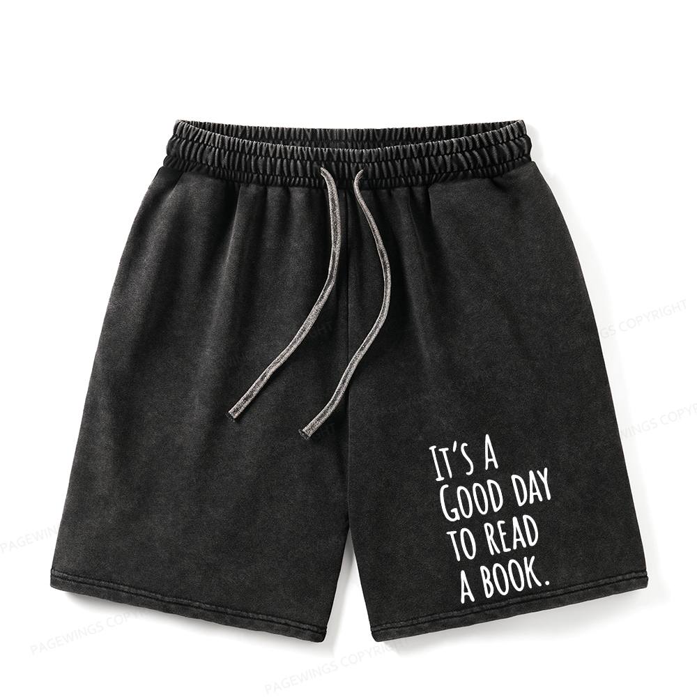Pagewings It's A Good Day To Read A Book Unisex Washed Shorts
