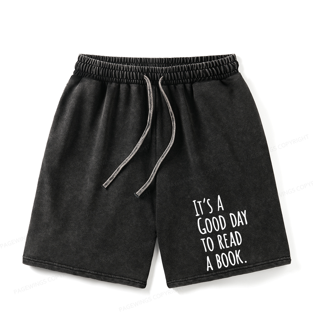 Pagewings It's A Good Day To Read A Book Unisex Washed Shorts