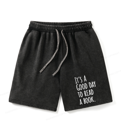 Pagewings It's A Good Day To Read A Book Unisex Washed Shorts