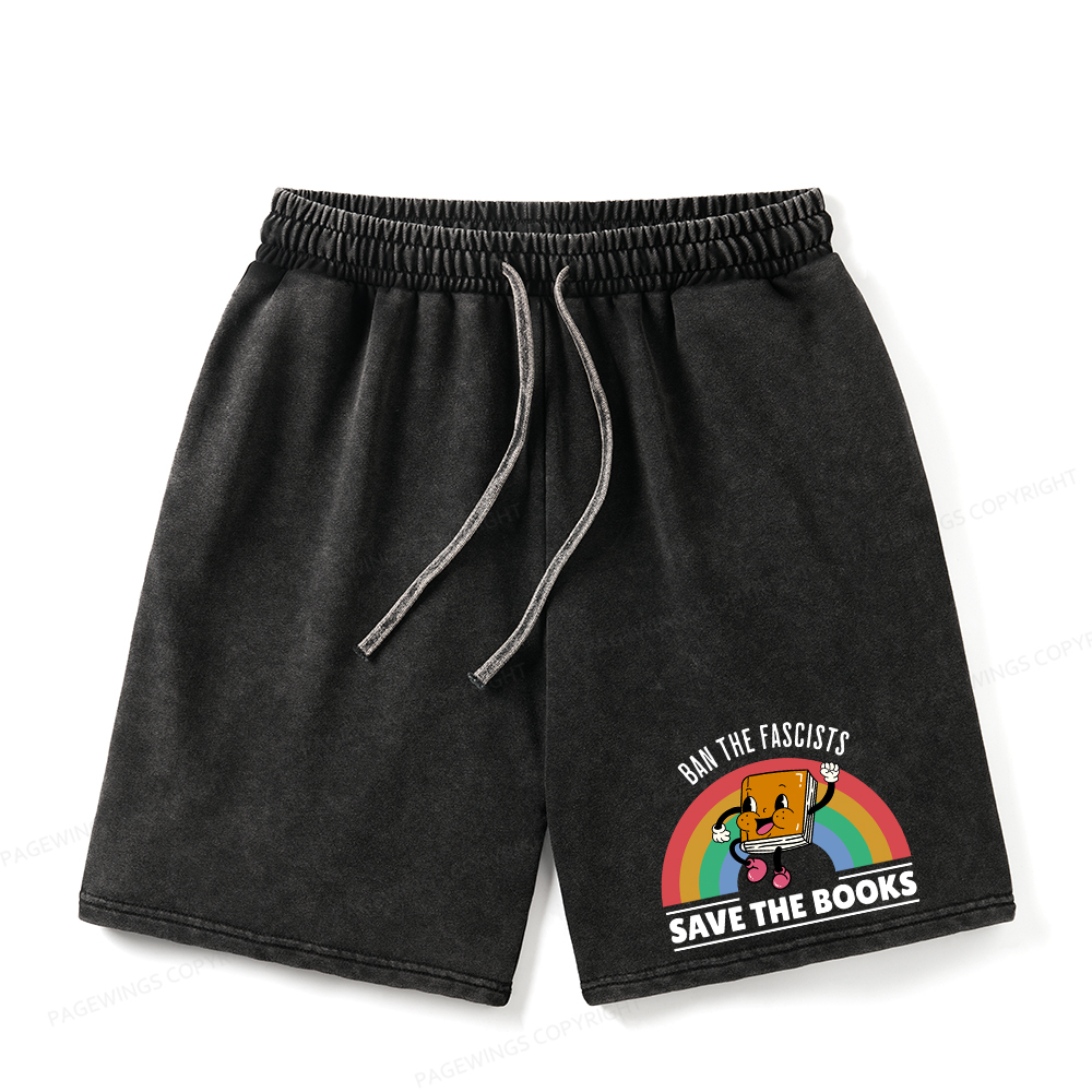 Pagewings Ban The Fascists Save The Books Unisex Washed Shorts