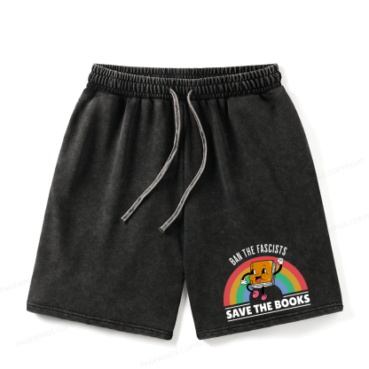 Pagewings Ban The Fascists Save The Books Unisex Washed Shorts