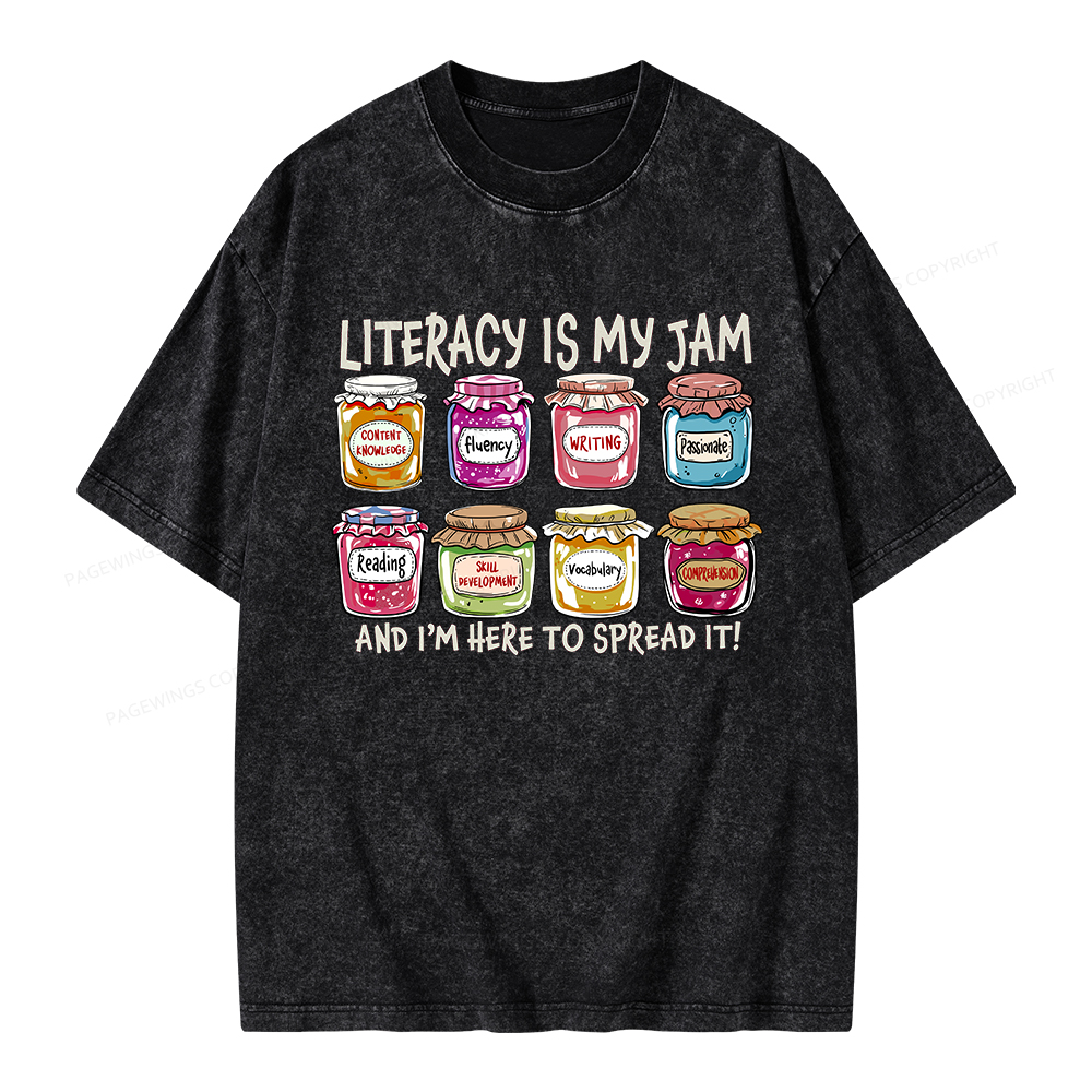 Pagewings Literacy Is My Jam Unisex Washed T-shirt