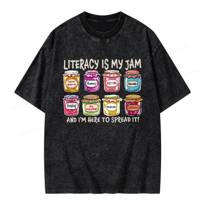 Pagewings Literacy Is My Jam Unisex Washed T-shirt