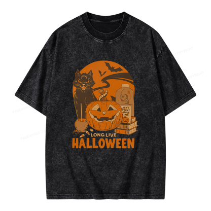 Pagewings Long Live Halloween Unisex Washed T-shirt