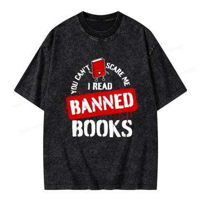 Pagewings You Can't Scare Me I Read Banned Books Unisex Washed T-shirt