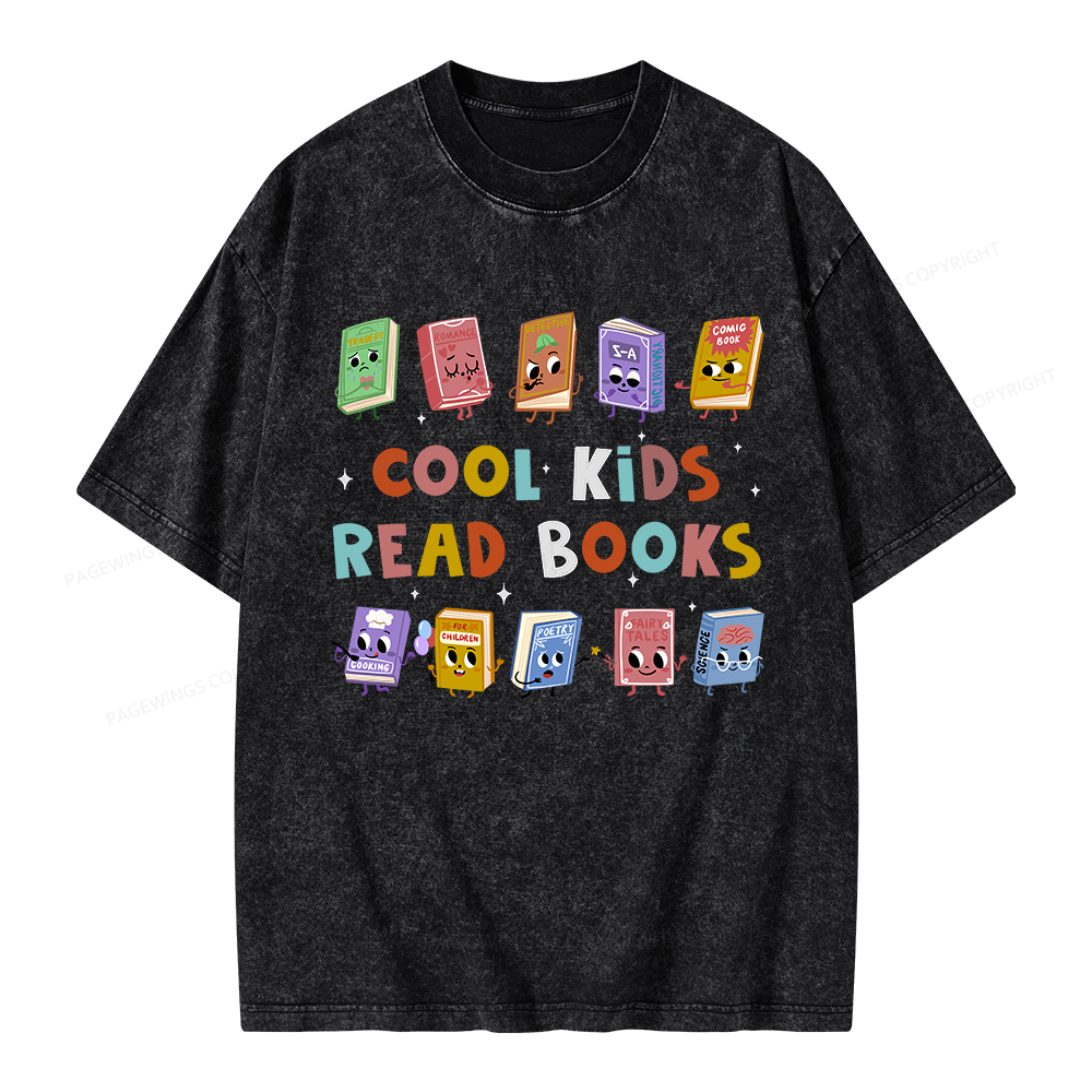 Pagewings Cool Kids Read Books Unisex Washed T-shirt