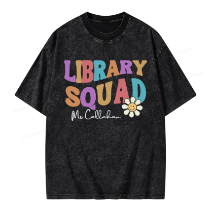 Pagewings Personalized Library Team Unisex Washed T-shirt
