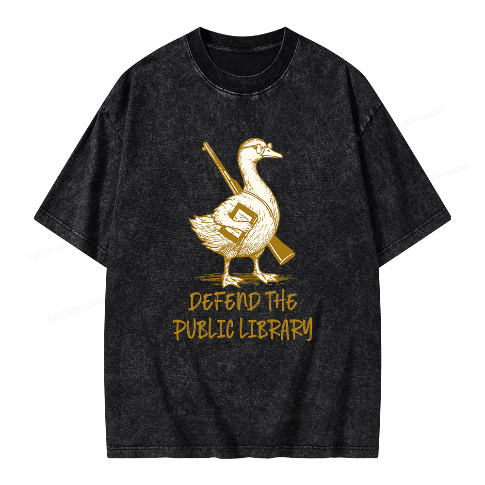Pagewings Defend The Public Library Unisex Washed T-shirt