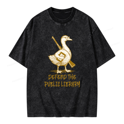 Pagewings Defend The Public Library Unisex Washed T-shirt