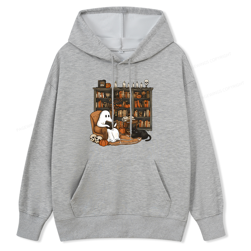 Pagewings Halloween Ghost Reading Books Unisex Classic Hoodie