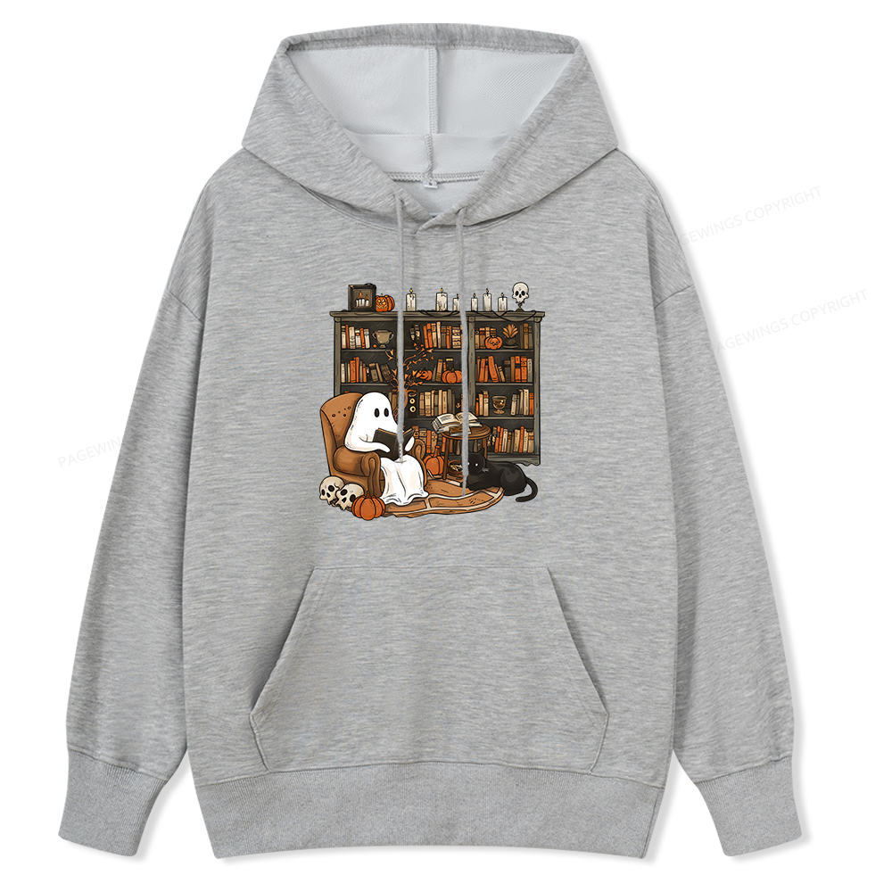 Pagewings Halloween Ghost Reading Books Unisex Classic Hoodie
