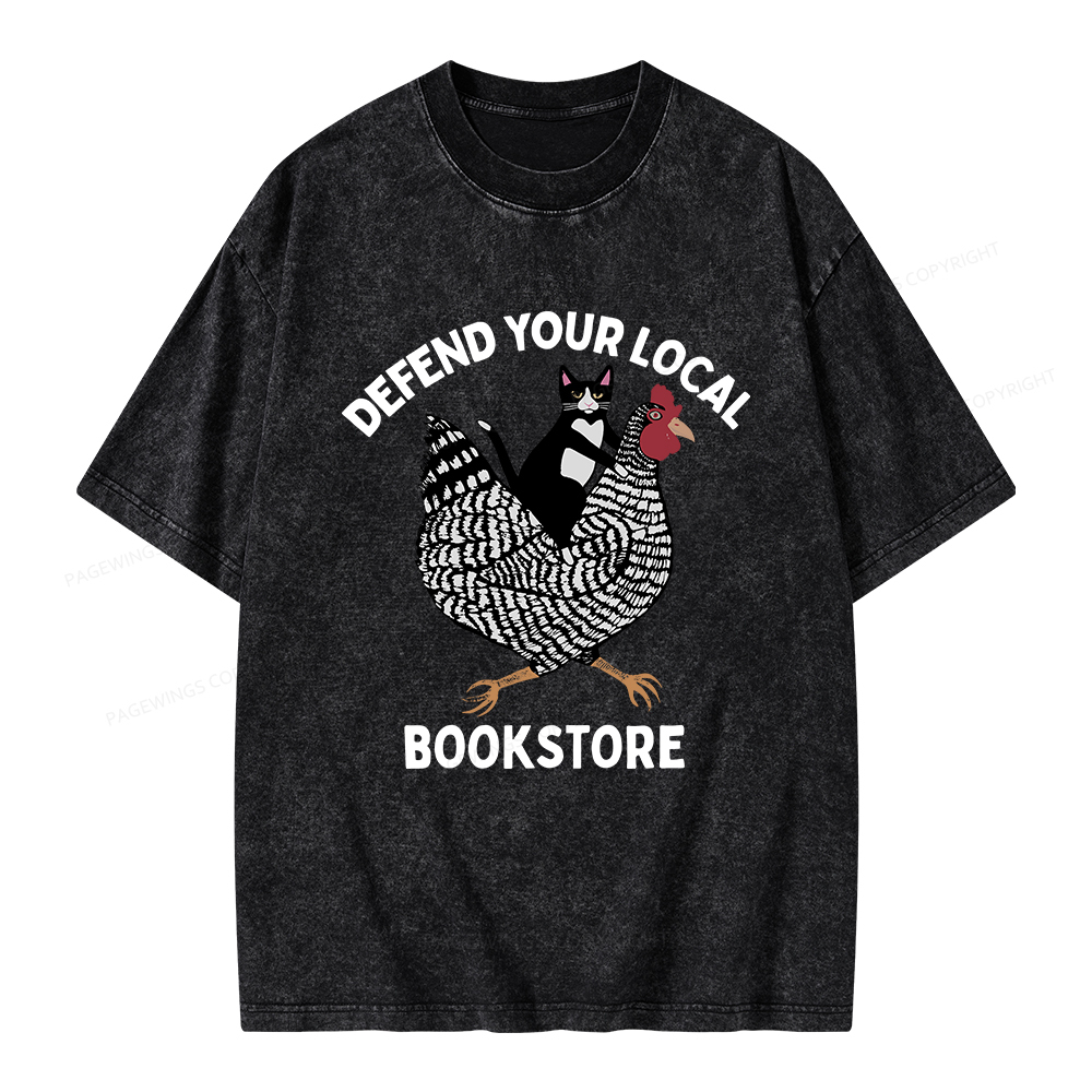Pagewings Defend Your Local Bookstore Unisex Washed T-shirt