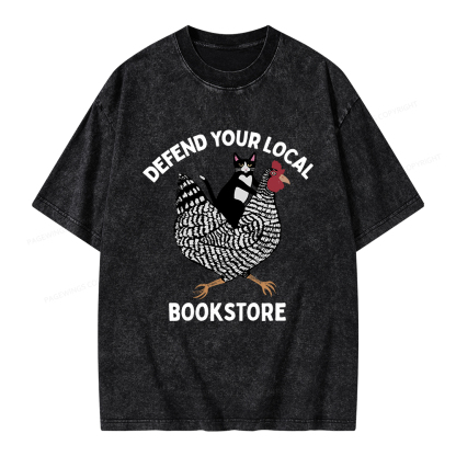 Pagewings Defend Your Local Bookstore Unisex Washed T-shirt