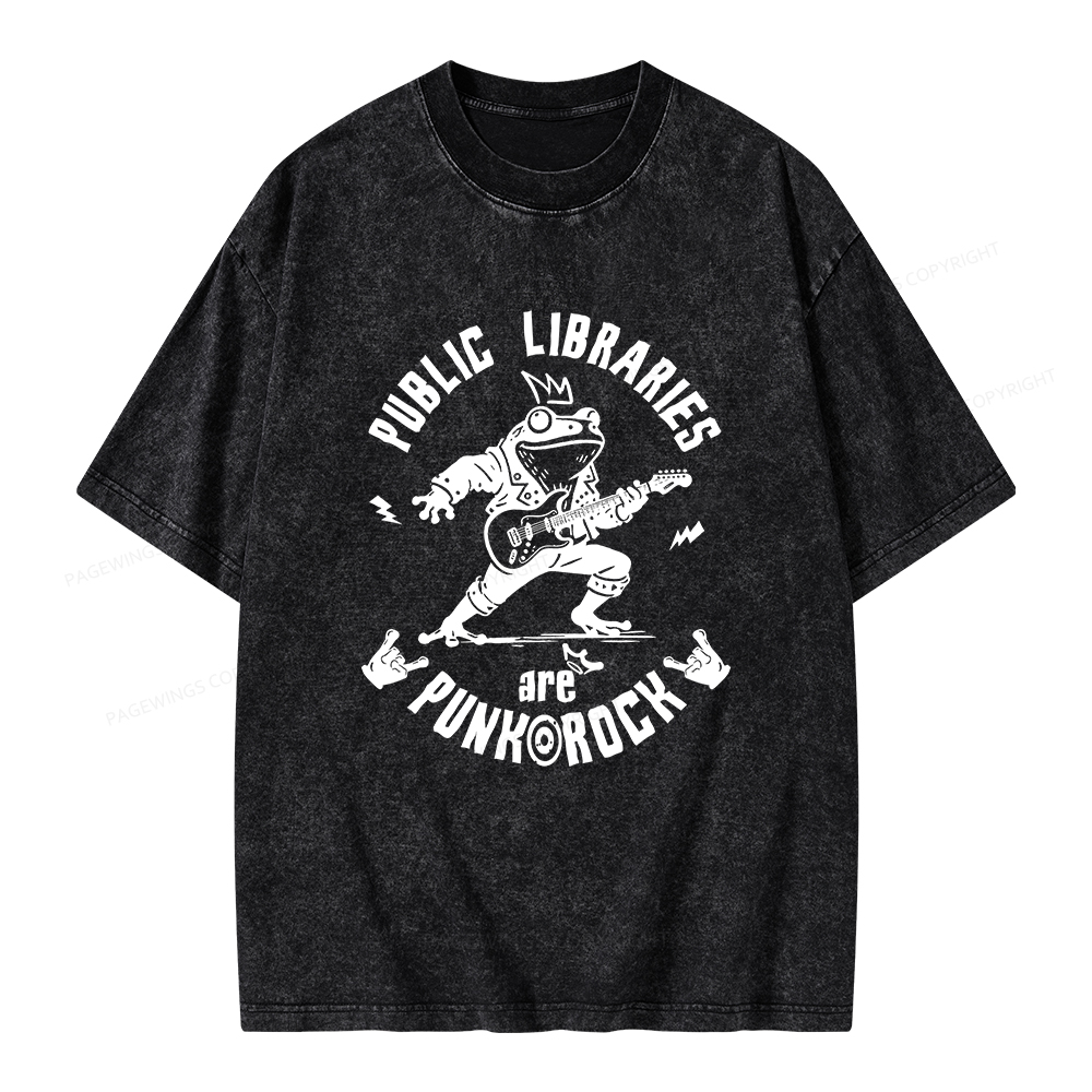 Pagewings Public Libraries Are Punk And Rock Unisex Washed T-shirt