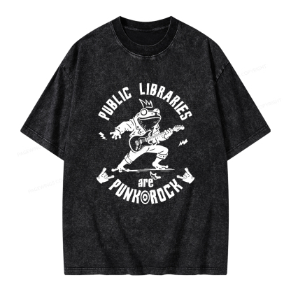 Pagewings Public Libraries Are Punk And Rock Unisex Washed T-shirt