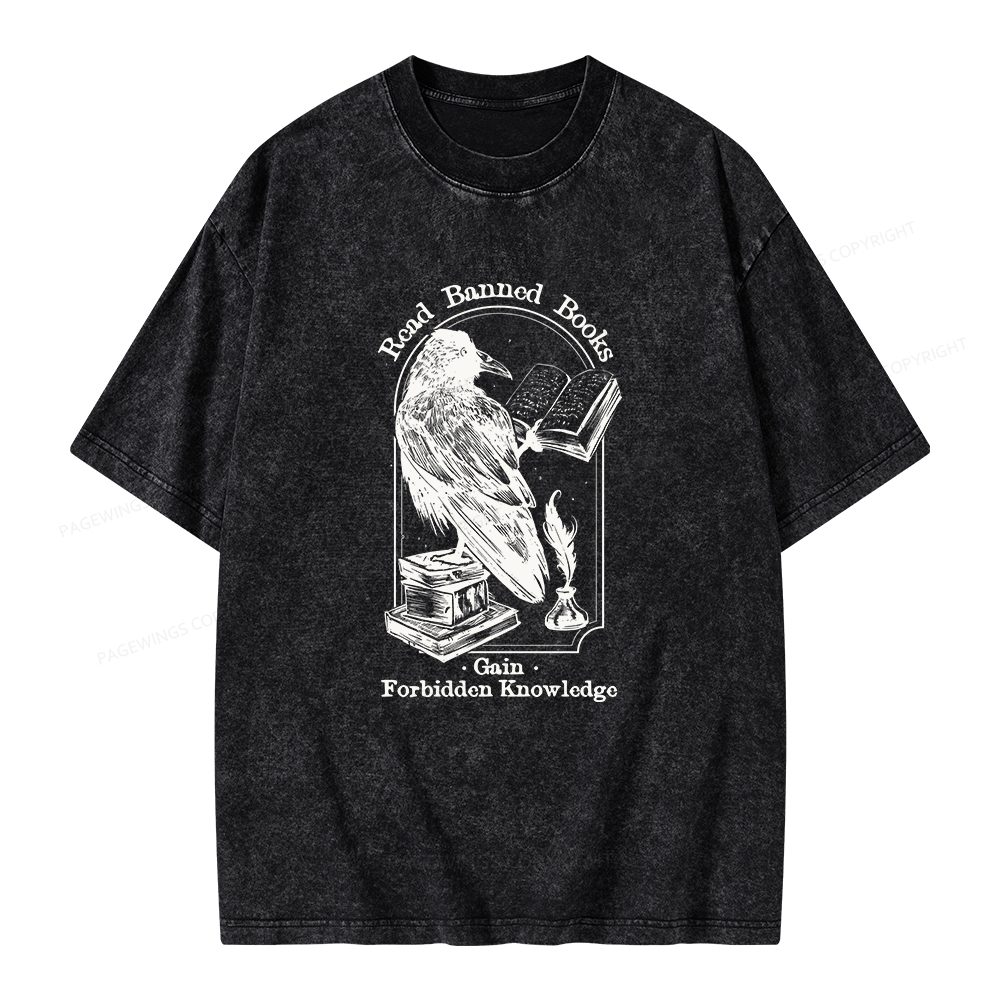 Pagewings Read Banned Books Gain Forbidden Knowledge Unisex Washed T-shirt