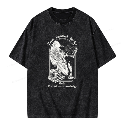 Pagewings Read Banned Books Gain Forbidden Knowledge Unisex Washed T-shirt