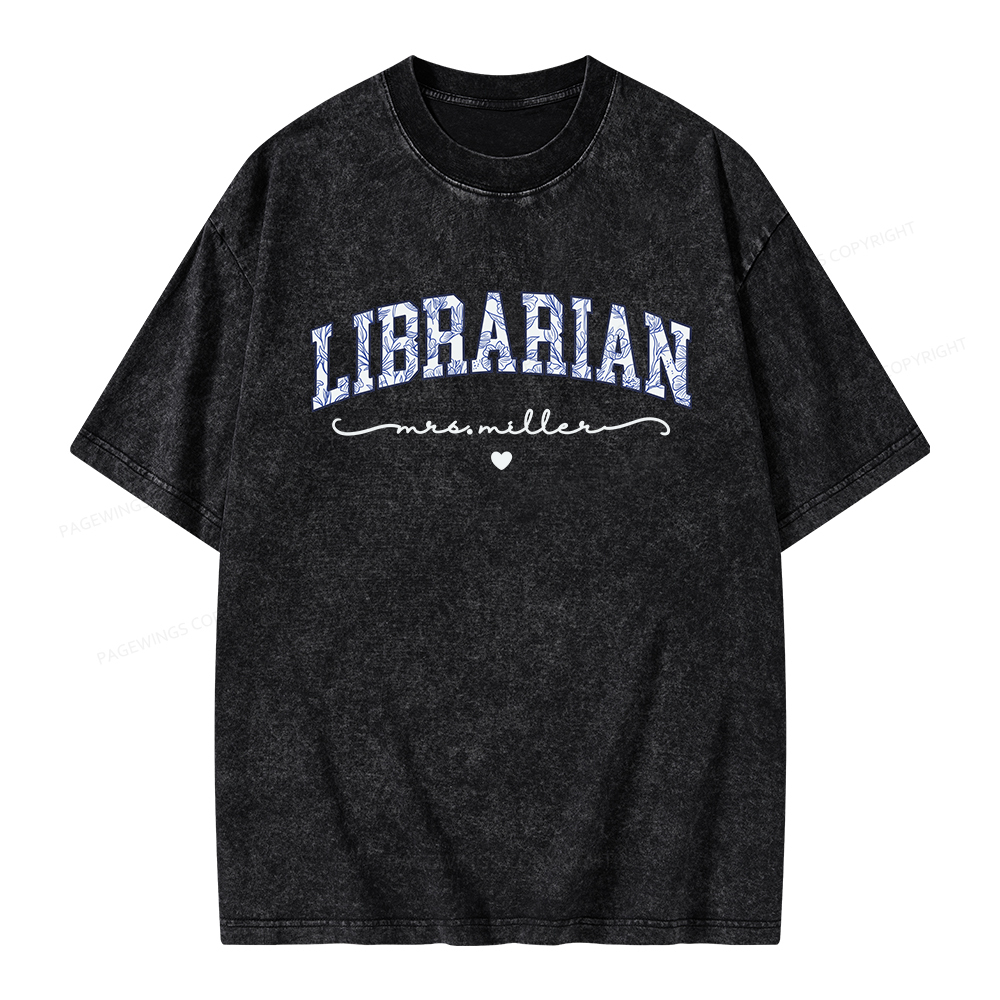 Pagewings Personalized Custom Librarian Unisex Washed T-shirt