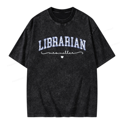 Pagewings Personalized Custom Librarian Unisex Washed T-shirt