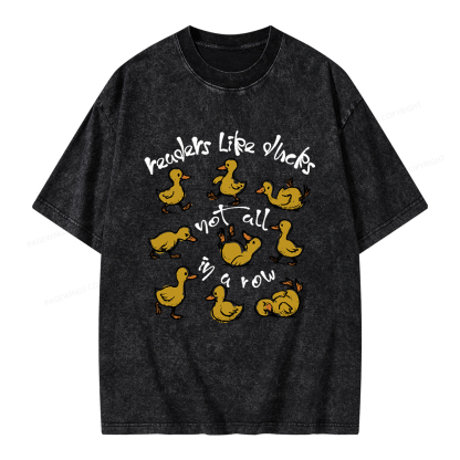 Pagewings Readers Like Ducks Not All In A Row Unisex Washed T-shirt