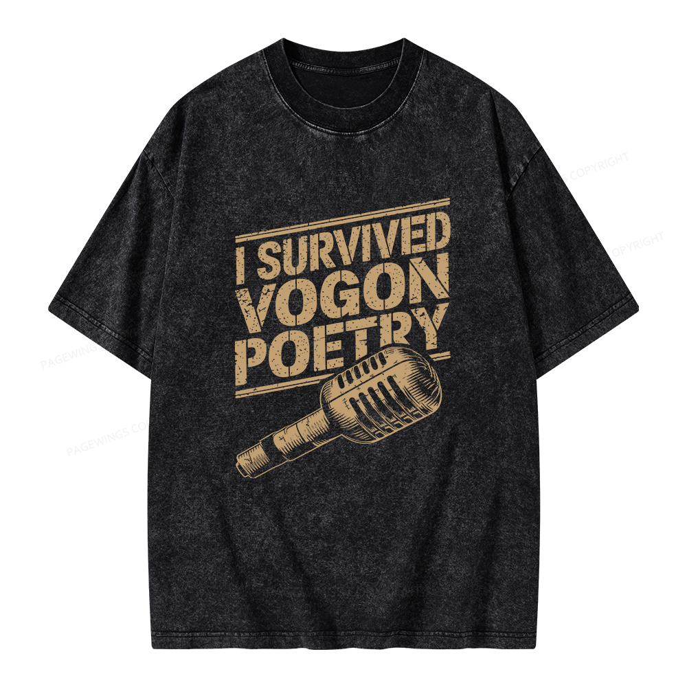 Pagewings I Survived Vogon Poetry Unisex Washed T-shirt