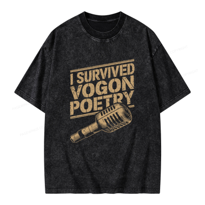 Pagewings I Survived Vogon Poetry Unisex Washed T-shirt