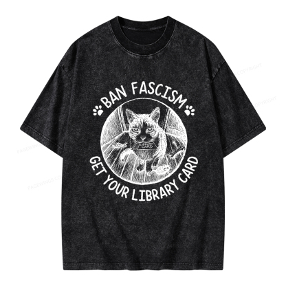 Pagewings Ban Fascism Get Your Library Card Unisex Washed T-shirt