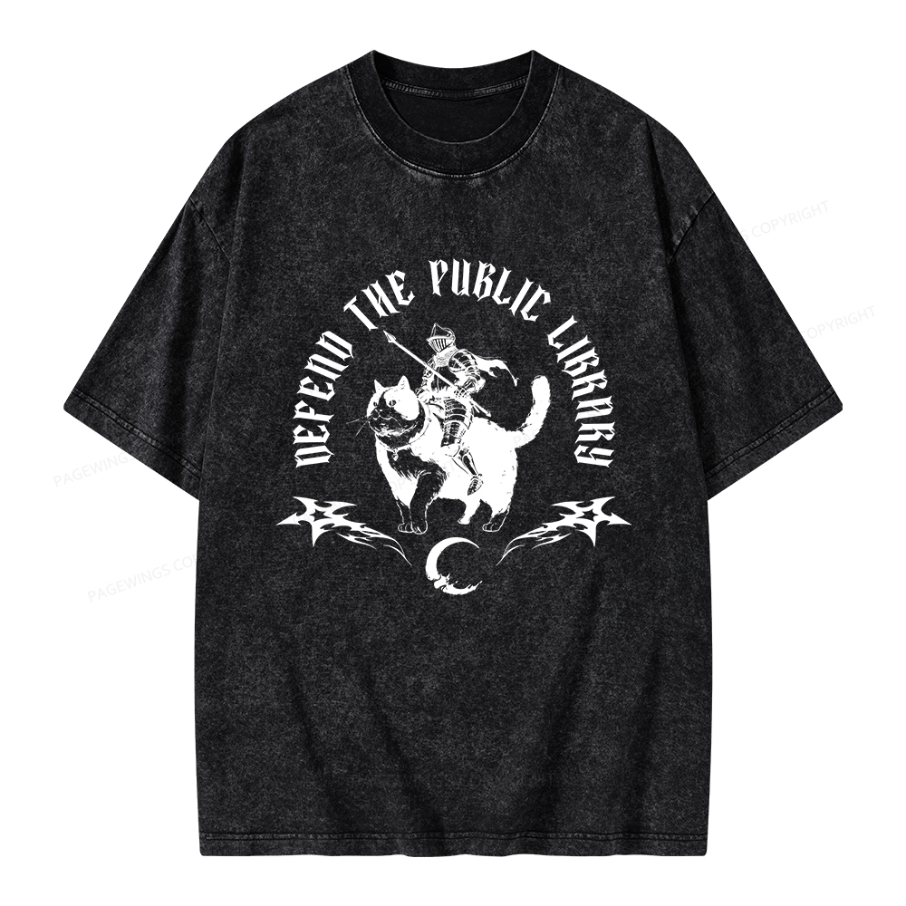Pagewings Defend The Public Library Unisex Washed T-shirt